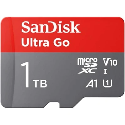 Obrázek SanDisk Paměťová karta Ultra Go Micro SDXC 1 TB + SD adaptér (pro chytré telefony a tablety se systémem Android, rychlost čtení až 150 MB/s) A1, Full HD video, UHS I, třída 10, U1, pro Amazon