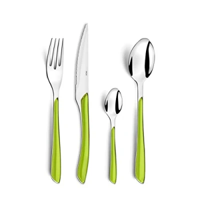 Obrázek Amefa 2214AGMBA1D20 Eclat Besteckset, 32 teilig, Set für 8 Personen, Edelstahl ABS 18 0 Bi Injektion Acrylnitril Butadien Styrol SAN, grün