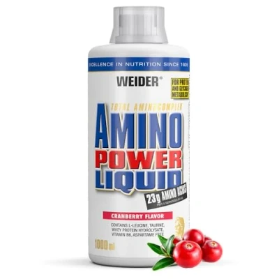 Obrázek WEIDER amino Power Liquid, tekuté aminokyseliny ve vysokých dávkách, Liquid se všemi devíti esenciálními aminokyselinami (EAA) a extra L leucinem, Pre Workout, Intra Workout Post