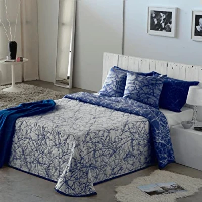 Obrázek VIALMAN Leichte Tagesdecke Sofia 18, Baumwolle Polyester, Marineblau, Cama 135: 230 x 270 cm