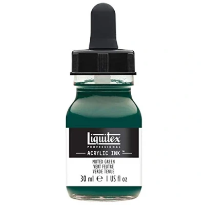 Obrázek Liquitex 4260501 tekuté profesionální akrylové barvy inkoust, tuš, 30 ml, vysoce pigmentovaná airbrush barva, tlumená zelená