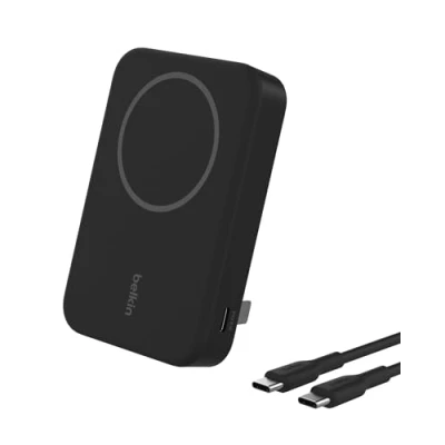 Obrázek Belkin Bezdrátová powerbanka BoostCharge Pro 10 000 mAh s Qi2, přenosná nabíječka kompatibilní MagSafe integrovaným stojanem iPhone 16, 16 Plus, Pro, Max, 15 atd. černá