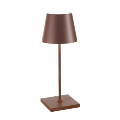 Obrázek Zafferano, Mini lampa Poldina Pro, bezdrátová, dobíjecí stolní s dotykovým ovládáním, vhodná i pro venkovní použití, stmívač, 2200 3000 K, výška 30 cm, barva Corten