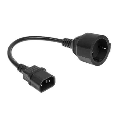 Obrázek ACT C14 na CEE7/3 napájecí kabel 0,2 m, zástrčka zdířka síťový kabel, pro USV/UPS, PDU konektor studená zařízení AK5250