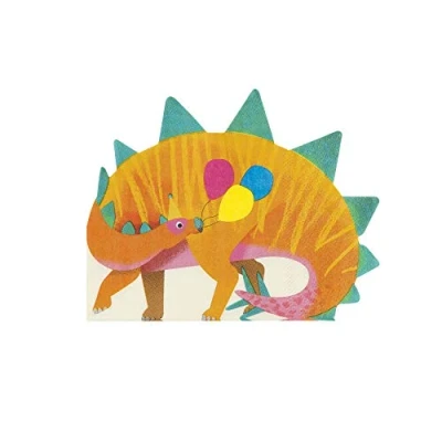 Obrázek Talking Tables Packung mit 16 Dinosaurier Servietten in Stegosaurus Form Buntes Papiergeschirr für den Kindergeburtstag, Unisex Partygeschirr Jungen oder Mädchen, Orange
