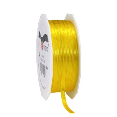 Obrázek PRÄSENT C.E. Pattberg Satin gelb, 50 m Satinband zum Einpacken von Geschenken, 3 mm Breite, Geschenkband Dekorieren &amp; Basteln, Dekoband, Anlass