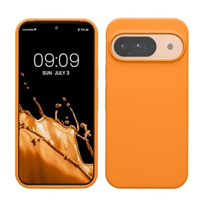 Obrázek kwmobile pouzdro kompatibilní s Google Pixel 9 / Pro silikonové na mobil měkký povrch bezdrátové nabíjení Fruity Orange