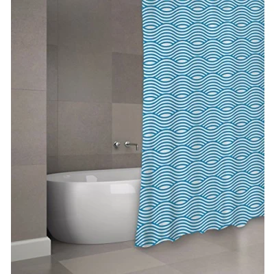 Obrázek MSV Cotexsa od Premium Antiplísňový závěs antibakteriální, pratelný, 100% vodotěsný, s 12 kroužky na sprchový polyester, „Wave“ 180 x 200 cm Made in Spain, 30 20 15