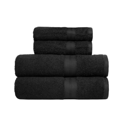 Obrázek AmazonBasics sada ručníků, odolná proti vyblednutí, 2 osušky a ručníky, černé, 100% bavlna 500g / m²