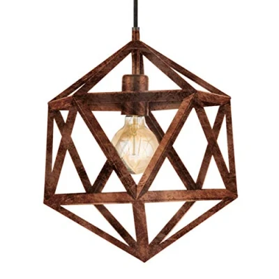 Obrázek EGLO závěsné svítidlo Embleton, 1 plamenná závěsná lampa industriální, vintage, retro, z oceli ve starožitné mědi, na jídelní stůl, do obývacího pokoje s objímkou E27, Ø