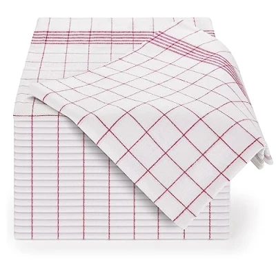 Obrázek Blumtal 10dílná sada prémiových utěrek na nádobí kvalitní ručníky nádobí, 100% bavlna, červeně kostkované, 50 x 70 cm