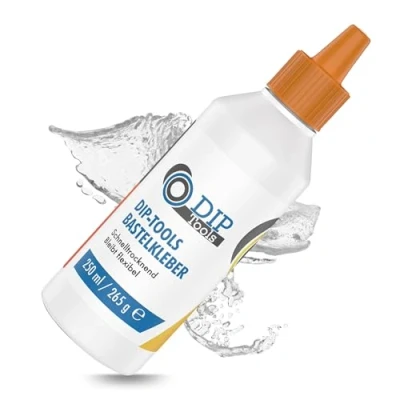 Obrázek DIP Tools lepidlo pro kutily 250 ml I transparentní a rychleschnoucí, na různé materiály, univerzální tekuté speciální lepidlo,