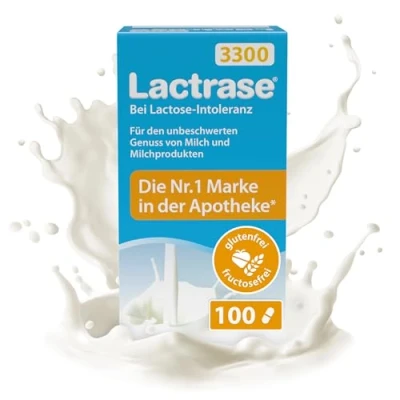 Obrázek pro natura Lactrase 3300 100 kapslí laktázy při intoleranci laktózy, bezstarostný požitek z mléka a mléčných výrobků