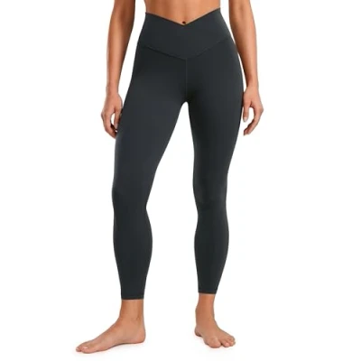 Obrázek CRZ Yoga Dámské Legíny Butterluxe Cross Waist Workout V High Waisted pro kontrolu břicha Gym 64/71 cm, Melanit