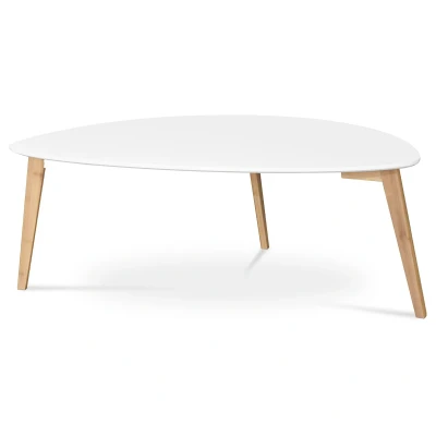 Obrázek Stůl konferenční 120x60x45 cm, MDF bílá deska, nohy bambus přírodní odstín AF 1184 WT