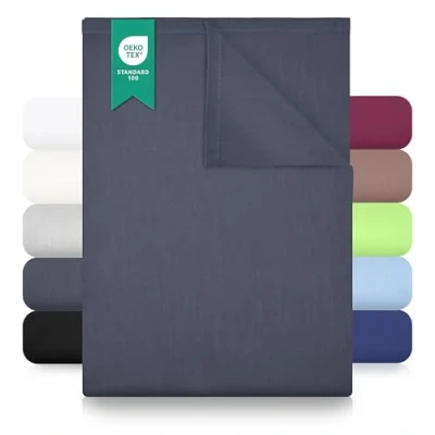 Obrázek GREEN MARK Textilien Klasické prostěradlo plátno domácí šátek 100% bavlna bez gumičky mnoha velikostí a barev Velikost: 240 x 275 cm, antracitová šedá