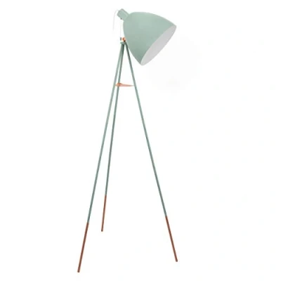Obrázek EGLO Trojnožková stojací lampa Dundee, vintage lampa, Tripod z oceli v mátově zelené barvě, objímka: E27, vč. tažného spínače