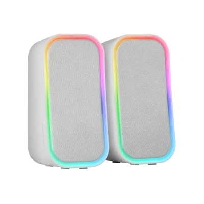 Obrázek Mars Gaming MS OM, 20W herní reproduktor, dynamické RGB osvětlení, Bluetooth 5.3 + reproduktor AUX IN, regulátor hlasitosti, vlastní sada čipů DSP, univerzální kompatibilita, bílý