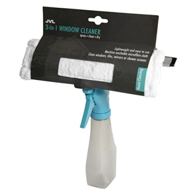 Obrázek JVL Car Care 3 in 1 Reinigung Range Fenster Reiniger mit Spray Flasche, Kunststoff und Mikrofaser, Blaugrün/Grau, 27 x 10 25 cm