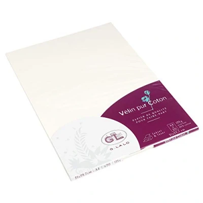 Obrázek G. Lalo 48700L 1 balení Vélin Papír z bavlny (20 listů, DIN A4, 21 x 29,7 cm, 125 g, bez obsahu kyselin, rovný okraji) Krém, Krémová 125G