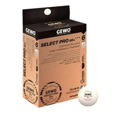 Obrázek GEWO Select PRO míče na stolní tenis 3hvězdičkový míč z plastu 40+ se švem ITTF certifikované soutěžní 6 kvalitních profesionálních míčků tenis, průměr 40 + mm,