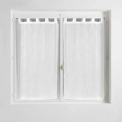 Obrázek Douceur d&#039;Intérieur, Okenní záclony, s poutky, krepová tkanina, polyesterová/žinylková vlákna, polyester, bílá, 90 x 60 cm