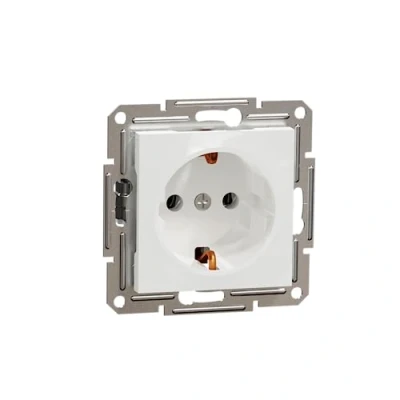 Obrázek Schneider Electric Asfora Schuko zásuvka, pod omítku, šroubovací svorky, 16A, 2pólová + E, bílá, číslo výrobku EPH2970121D