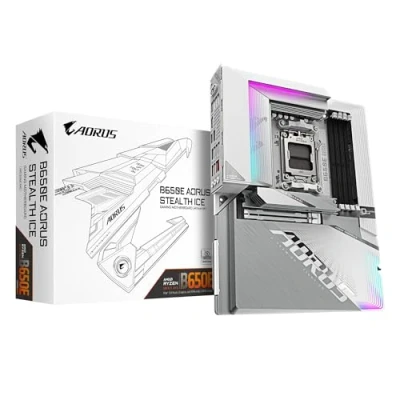 Obrázek GIGABYTE B650E AORUS Stealth Ice Mainboard AMD Ryzen 9000er Serie, 12+2+2 Phasen VRM, bis zu 8000 MHz DDR5 (OC), 1xPCIe 5.0 + 2xPCIe 4.0 M.2, 2,5 GbE LAN, WiFi 7, USB 3.2 Gen 2x2
