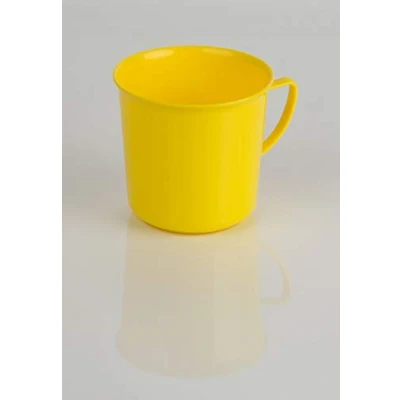 Obrázek Kimmel Pohárek s uchem, šálek na čaj, hrnek kávu, opakovaně použitelný, nerozbitný 330 ml, plast, žlutý