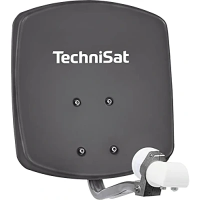 Obrázek TechniSat DIGIDISH 45 satelitní mísa pro 2 účastníky (45 cm malé zařízení vč. držáku na stěnu, montáž trubku stožár (30 63 mm) a univerzální Twin LNB) šedá