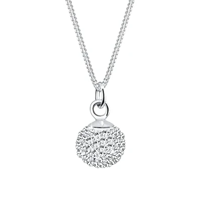 Obrázek Elli Dámský řetízek na krk s přívěskem koule krystaly ze sterlingového stříbra 925, Fazetový brus, Krystal Swarovski