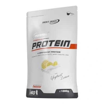 Obrázek Best Body Nutrition Gourmet Premium Pro Protein, Yoghurt Lemon, 4komponentní proteinový koktejl: Caseinat, Whey koncentrát, Isolat, Eiprotein, 1 kg Zipp sáček