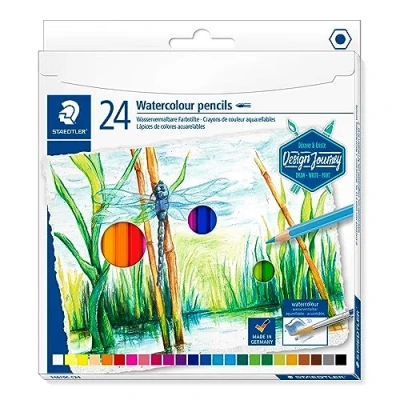 Obrázek STAEDTLER 14610C C24 wasservermalbarer Buntstift (klassisches Sechskantformat, für Aquarelleffekte auf Aquarellpapier, auch klassische Trockentechniken) Kartonetui mit 24 leuchtenden Farben