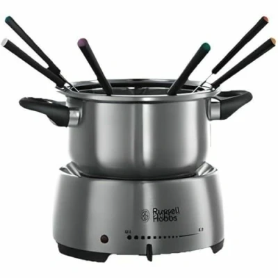 Obrázek Russell Hobbs Elektrická sada [Sýrové fondue, čokoládové fondue nebo na olej/vývar] Fiesta (vč. 6 barevných vidliček, 1,2 l hrnec z ušlechtilé oceli, l, 1200 W) 22560 56