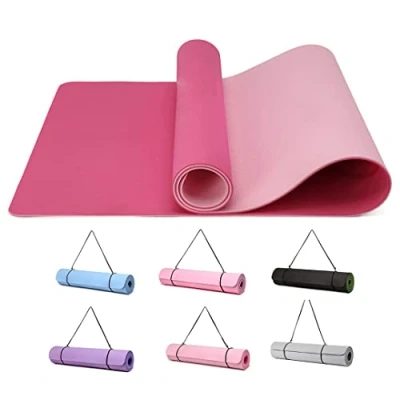 Obrázek Good Nite Gymnastická podložka na jógu fitness protiskluzová cvičení sportovní gymnastika pilates podlahu s popruhem 183 x 61 0,6 cm (růžová/švestková)