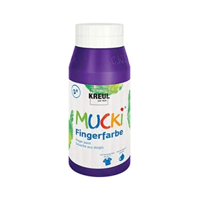 Obrázek KREUL 23207 zářivá barva na prsty Mucki, 750 ml ve fialové, vodní bázi, bez parabenů, lepku, laktózy a veganská, omyvatelná, malovatelná štětcem, houbou, špachtlí