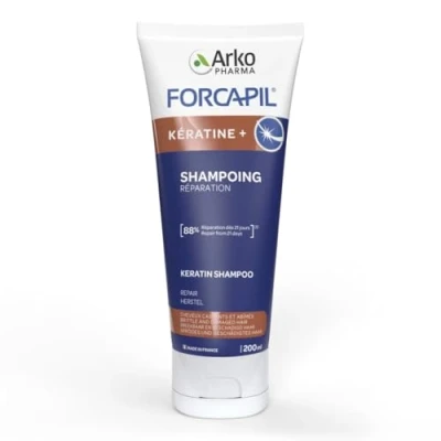 Obrázek ARKOPHARMA Forcapil® Keratinový šampon křehké a poškozené vlasy keratin provitamin B6 posiluje vlasová vlákna rychlé výsledky do 21 dnů bez silikonů 200 ml