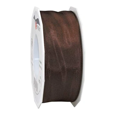 Obrázek PRÄSENT Lyon Band mit Drahtkante Ebenholz, 25 m Dekoband zum Verzieren &amp; Basteln, 40 mm Breite, leicht biegsames Schleifenband, für Festliche Dekos zu besonderen Anlässen
