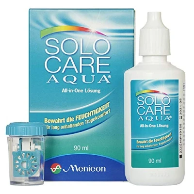 Obrázek Demel oční optika Solocare Aqua cestovní sada tekutina pro kontaktní čočky měkké čočky, 90 ml
