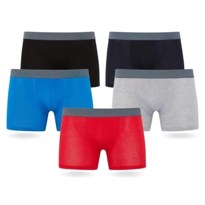 Obrázek FM London 5PACK Tagless Hyfresh Boxer Shorts Boxerky, Muži, Velikost: Large, Blue/grey/red
