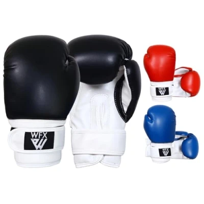 Obrázek WFX Kinder Boxhandschuhe für Kampfsport Sparring Junior Praxishandschuhe strapazierfähiges Leder MMA Trainingshandschuhe Boxsäcke Schlaghandschuhe Muay Thai Kickboxen Jungen und