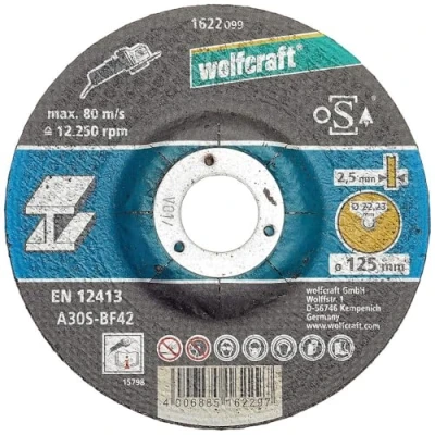 Obrázek wolfcraft 5 řezných kotoučů na kov, zalomené 125 mm I 1622300 úhlové brusné kotouče kov vysoký řezný výkon, dlouhá životnost