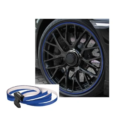 Obrázek FOLIATEC PIN Striping ráfky design auto ozdobné proužky nálepka na okraj ráfků pro 4 ráfky, tmavě modrá