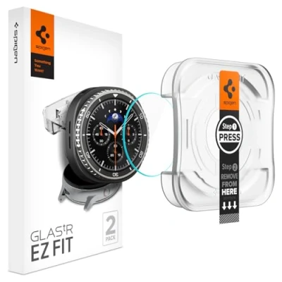 Obrázek Spigen Sklo. tR EZ Fit ochranná fólie kompatibilní se Samsung Galaxy Watch8 Classic, 46 mm, 2 kusy, odolná proti poškrábání, s tvrdostí 9H