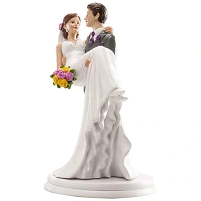 Obrázek Dekora Auf dem Arm Brautpaar Figur für Hochzeitstorte 20 cm, Schwarz/Weiß
