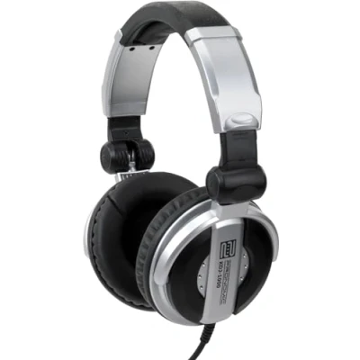 Obrázek Pronomic KDJ 1000 DJ sluchátka izolace vnějšího zvuku dynamická kabelová studiová (107 db SPL, 3,5 m kabel, nastavitelný hlavový oblouk, vč. adaptéru) stříbrná/černá