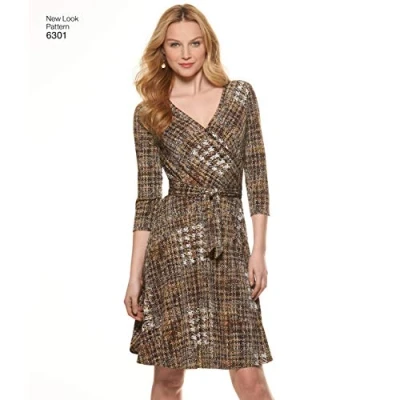 Obrázek New Look Střih Just 4 Knits 6301 pro dámské šaty, vel. A 36 38, 42, 44, 46, 48, 50, vícebarevné, bílé
