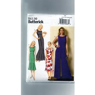 Obrázek Butterick Patterns 6130, Misses Dress and Jumpsuit, Sizes, Multi Colour, E5 (14 16 18 20 22)