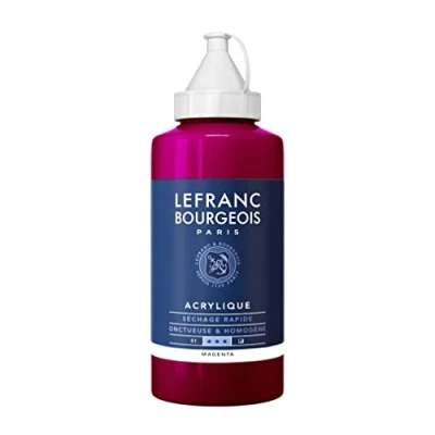 Obrázek Lefranc Bourgeois 300383 Fine akrylová barva purpurová, 750ml láhev, krémová na vodní bázi, rychleschnoucí, stálá světle, voděodolná