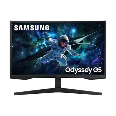 Obrázek Samsung Odyssey G55C Curved Gaming Monitor, 27 Zoll, Bildschirm mit VA Panel, 2.560 x 1.440 Pixel, 1.000R Radius, HDR10, AMD FreeSync, Bildwiederholrate 165 Hz, Reaktionszeit 1 ms (MPRT)